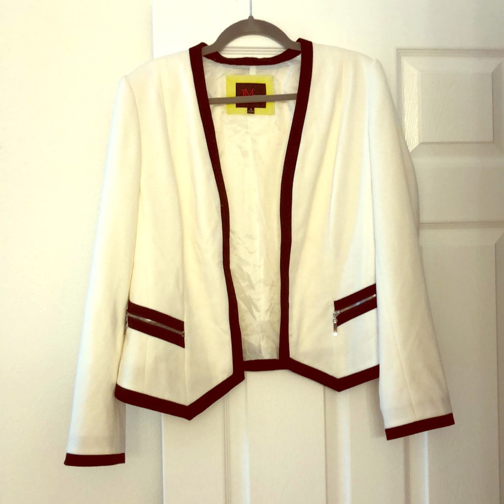White Blazer with Black Trim JM Studio Size 14